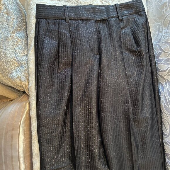 Banana Republic Black Shimmer Pinstripe Trousers – Size 2 - Picture 2 of 8